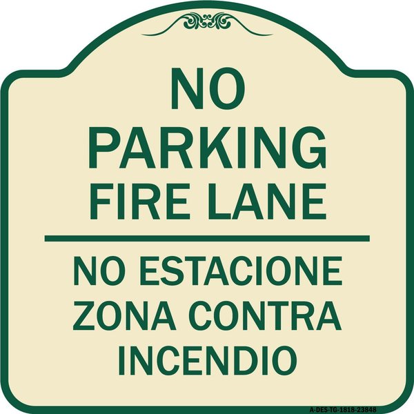 Signmission No Estacione Zona Contra Incendio Heavy-Gauge Aluminum Architectural Sign, 18" H, TG-1818-23848 A-DES-TG-1818-23848